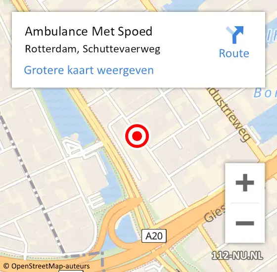 Locatie op kaart van de 112 melding: Ambulance Met Spoed Naar Rotterdam, Schuttevaerweg op 9 februari 2019 11:43