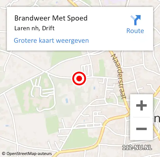 Locatie op kaart van de 112 melding: Brandweer Met Spoed Naar Laren nh, Drift op 9 februari 2019 12:19