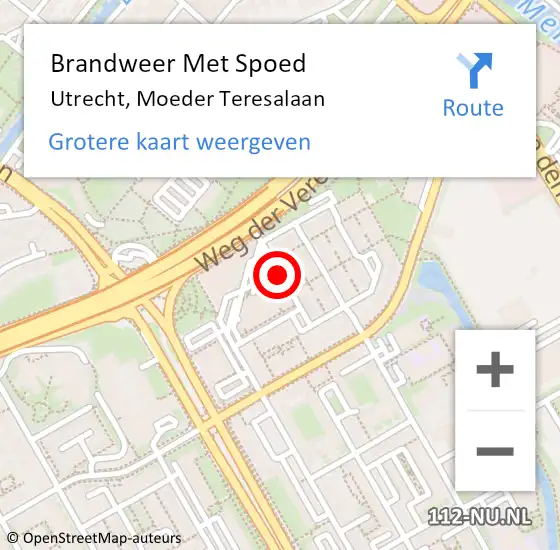 Locatie op kaart van de 112 melding: Brandweer Met Spoed Naar Utrecht, Moeder Teresalaan op 9 februari 2019 13:24