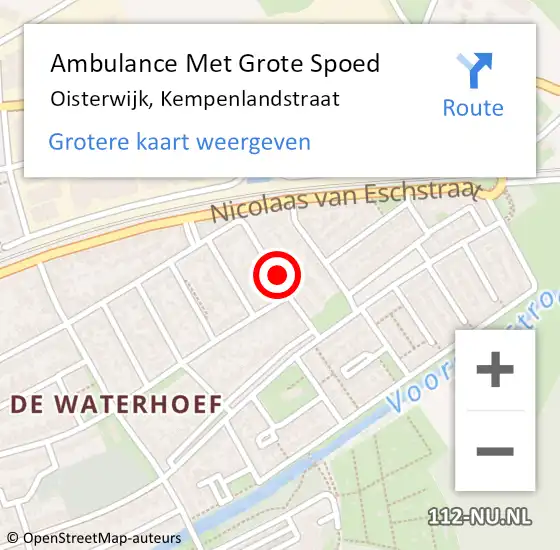 Locatie op kaart van de 112 melding: Ambulance Met Grote Spoed Naar Oisterwijk, Kempenlandstraat op 9 februari 2019 13:32