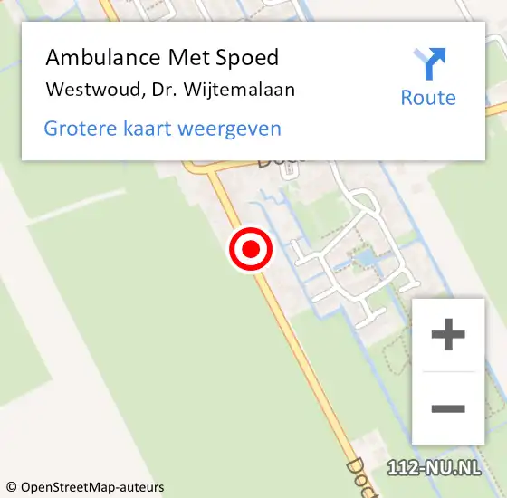 Locatie op kaart van de 112 melding: Ambulance Met Spoed Naar Westwoud, Dr. Wijtemalaan op 7 september 2013 15:03