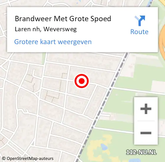 Locatie op kaart van de 112 melding: Brandweer Met Grote Spoed Naar Laren nh, Weversweg op 9 februari 2019 14:09