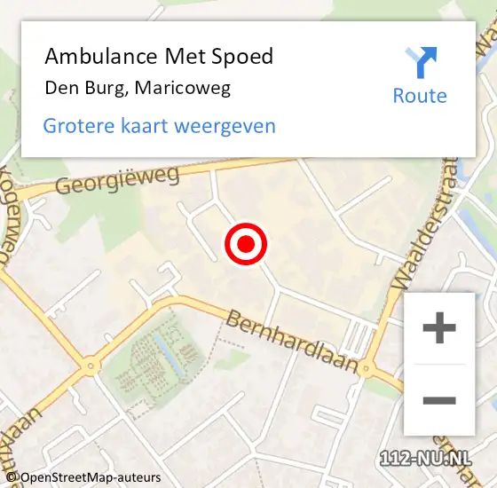 Locatie op kaart van de 112 melding: Ambulance Met Spoed Naar Den Burg, Maricoweg op 9 februari 2019 14:36