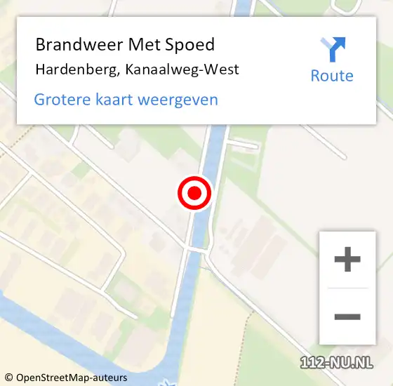 Locatie op kaart van de 112 melding: Brandweer Met Spoed Naar Hardenberg, Kanaalweg-West op 9 februari 2019 15:15