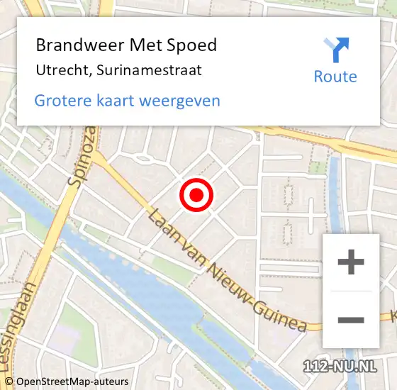 Locatie op kaart van de 112 melding: Brandweer Met Spoed Naar Utrecht, Surinamestraat op 9 februari 2019 15:26