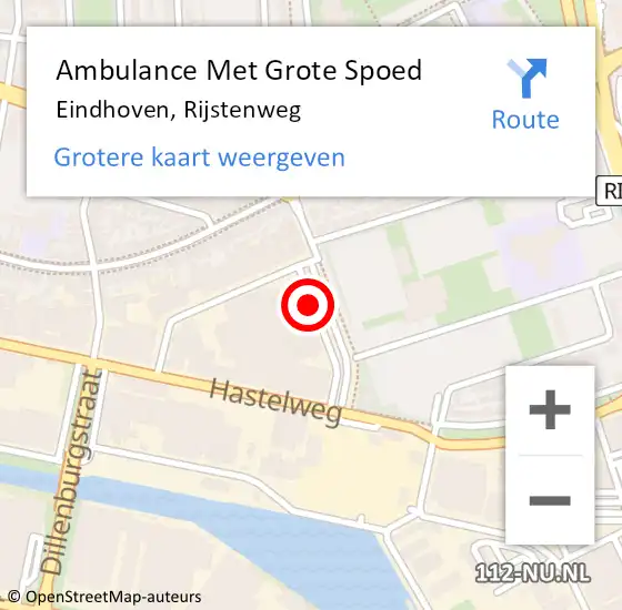 Locatie op kaart van de 112 melding: Ambulance Met Grote Spoed Naar Eindhoven, Rijstenweg op 9 februari 2019 15:30