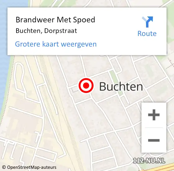 Locatie op kaart van de 112 melding: Brandweer Met Spoed Naar Buchten, Dorpstraat op 9 februari 2019 15:38
