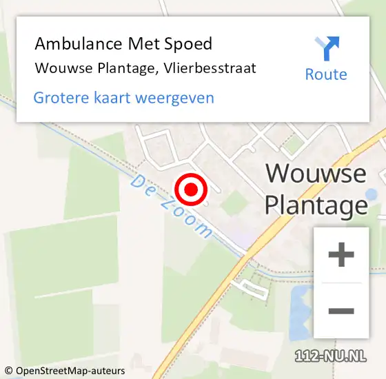 Locatie op kaart van de 112 melding: Ambulance Met Spoed Naar Wouwse Plantage, Vlierbesstraat op 9 februari 2019 15:50