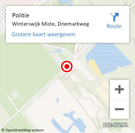 Locatie op kaart van de 112 melding: Politie Winterswijk Miste, Driemarkweg op 9 februari 2019 15:55