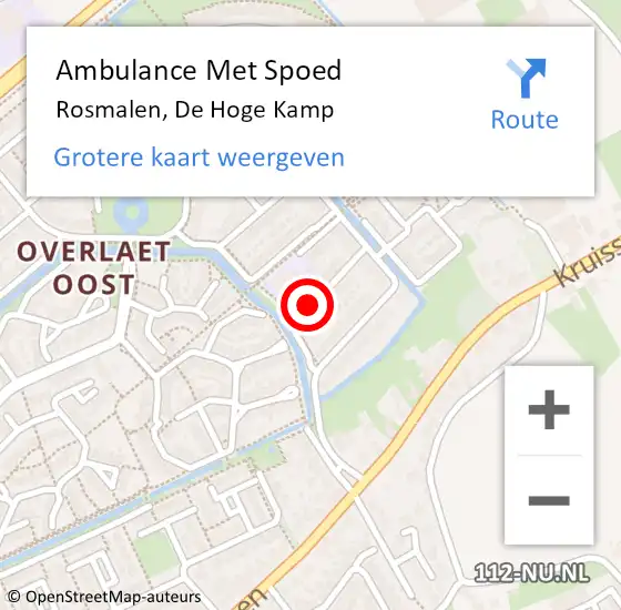 Locatie op kaart van de 112 melding: Ambulance Met Spoed Naar Rosmalen, De Hoge Kamp op 9 februari 2019 16:20