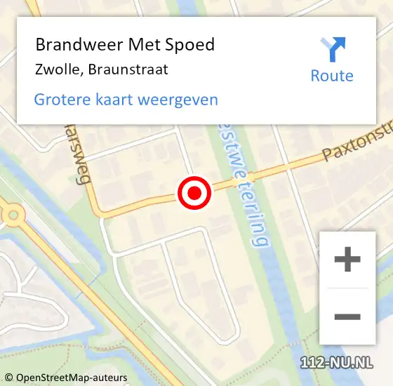 Locatie op kaart van de 112 melding: Brandweer Met Spoed Naar Zwolle, Braunstraat op 26 september 2013 10:47