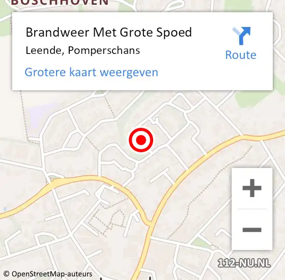 Locatie op kaart van de 112 melding: Brandweer Met Grote Spoed Naar Leende, Pomperschans op 9 februari 2019 19:07