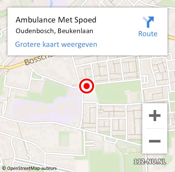 Locatie op kaart van de 112 melding: Ambulance Met Spoed Naar Oudenbosch, Beukenlaan op 9 februari 2019 19:13