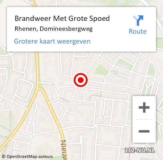 Locatie op kaart van de 112 melding: Brandweer Met Grote Spoed Naar Rhenen, Domineesbergweg op 9 februari 2019 20:24