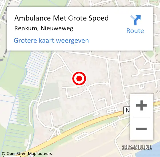 Locatie op kaart van de 112 melding: Ambulance Met Grote Spoed Naar Renkum, Nieuweweg op 9 februari 2019 23:16