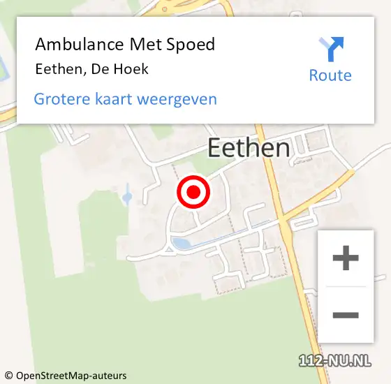 Locatie op kaart van de 112 melding: Ambulance Met Spoed Naar Eethen, De Hoek op 9 februari 2019 23:53