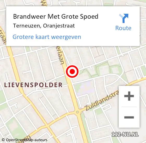 Locatie op kaart van de 112 melding: Brandweer Met Grote Spoed Naar Terneuzen, Oranjestraat op 10 februari 2019 01:17