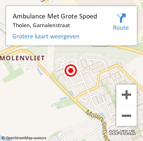 Locatie op kaart van de 112 melding: Ambulance Met Grote Spoed Naar Tholen, Garnalenstraat op 10 februari 2019 02:35