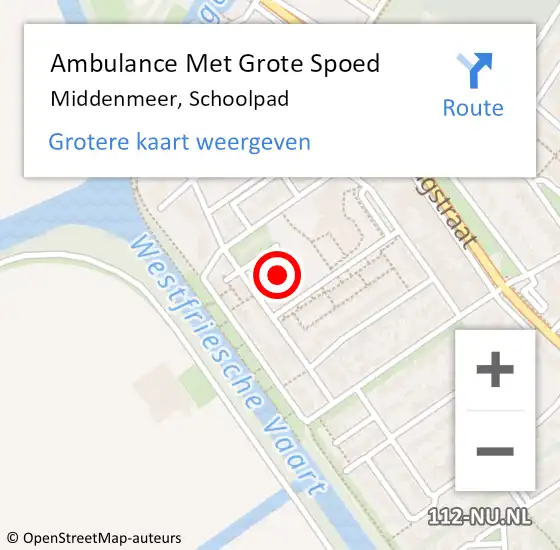 Locatie op kaart van de 112 melding: Ambulance Met Grote Spoed Naar Middenmeer, Schoolpad op 23 maart 2014 05:51