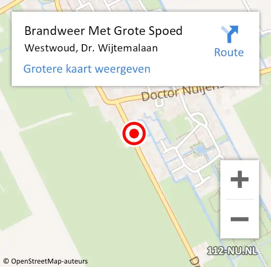 Locatie op kaart van de 112 melding: Brandweer Met Grote Spoed Naar Westwoud, Dr. Wijtemalaan op 7 september 2013 15:04