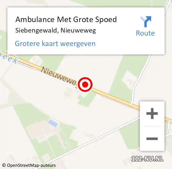 Locatie op kaart van de 112 melding: Ambulance Met Grote Spoed Naar Siebengewald, Nieuweweg op 10 februari 2019 06:21