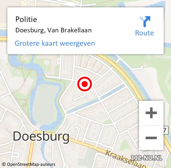 Locatie op kaart van de 112 melding: Politie Doesburg, Van Brakellaan op 10 februari 2019 09:54