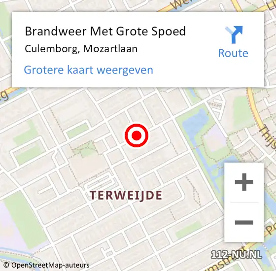 Locatie op kaart van de 112 melding: Brandweer Met Grote Spoed Naar Culemborg, Mozartlaan op 10 februari 2019 10:09