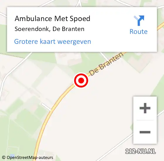 Locatie op kaart van de 112 melding: Ambulance Met Spoed Naar Soerendonk, De Branten op 10 februari 2019 10:39