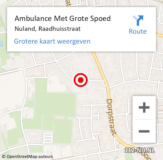 Locatie op kaart van de 112 melding: Ambulance Met Grote Spoed Naar Nuland, Raadhuisstraat op 10 februari 2019 11:02