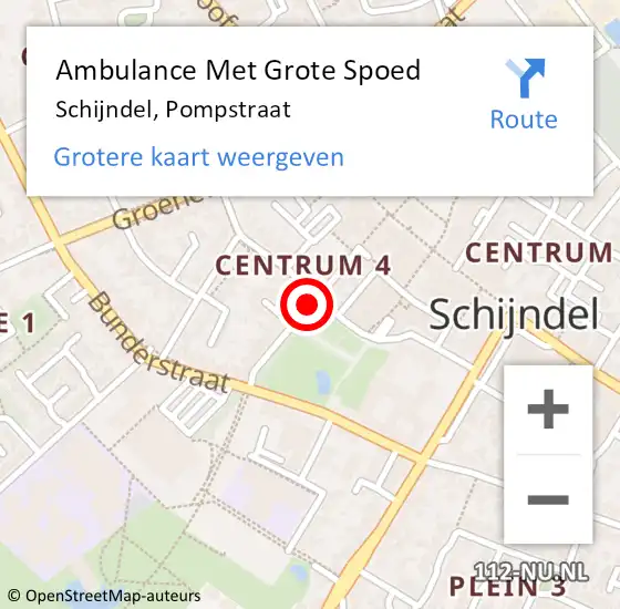 Locatie op kaart van de 112 melding: Ambulance Met Grote Spoed Naar Schijndel, Pompstraat op 10 februari 2019 12:37