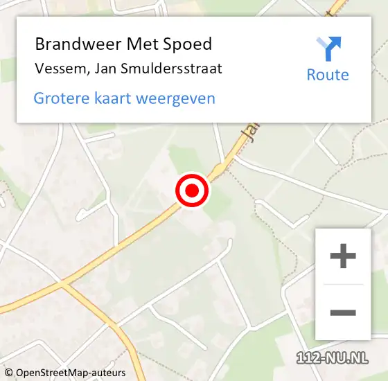 Locatie op kaart van de 112 melding: Brandweer Met Spoed Naar Vessem, Jan Smuldersstraat op 10 februari 2019 12:40