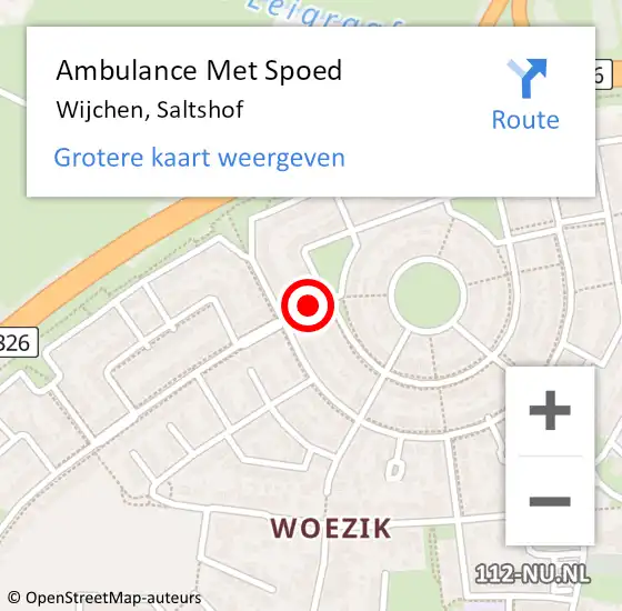 Locatie op kaart van de 112 melding: Ambulance Met Spoed Naar Wijchen, Saltshof op 10 februari 2019 14:04