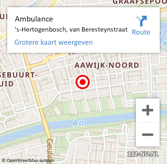 Locatie op kaart van de 112 melding: Ambulance 's-Hertogenbosch, van Beresteynstraat op 10 februari 2019 15:14