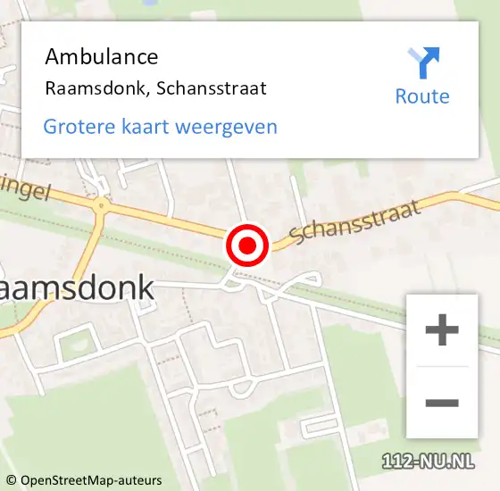 Locatie op kaart van de 112 melding: Ambulance Raamsdonk, Schansstraat op 10 februari 2019 16:08