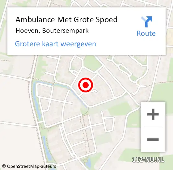 Locatie op kaart van de 112 melding: Ambulance Met Grote Spoed Naar Hoeven, Boutersempark op 10 februari 2019 17:02