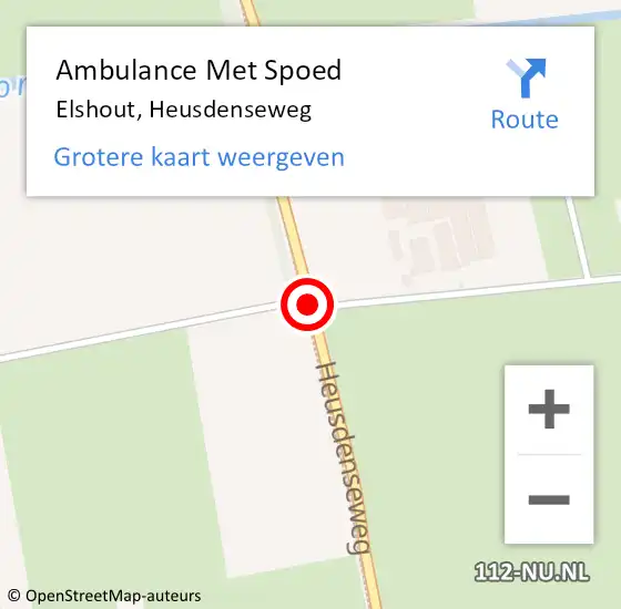 Locatie op kaart van de 112 melding: Ambulance Met Spoed Naar Elshout, Heusdenseweg op 10 februari 2019 18:09