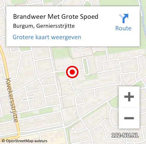 Locatie op kaart van de 112 melding: Brandweer Met Grote Spoed Naar Burgum, Gerniersstrjitte op 10 februari 2019 18:24