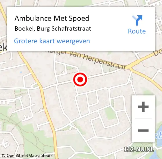 Locatie op kaart van de 112 melding: Ambulance Met Spoed Naar Boekel, Burg Schafratstraat op 10 februari 2019 18:37