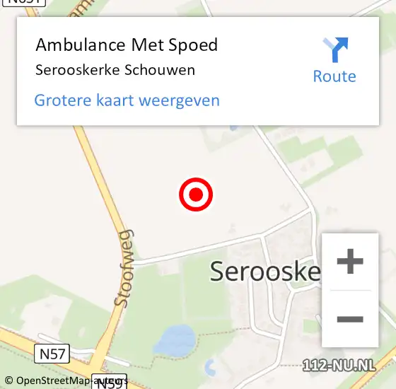 Locatie op kaart van de 112 melding: Ambulance Met Spoed Naar Serooskerke Schouwen op 10 februari 2019 19:03