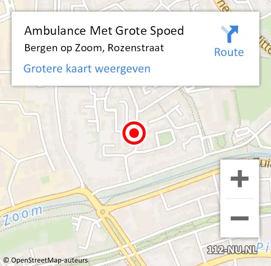 Locatie op kaart van de 112 melding: Ambulance Met Grote Spoed Naar Bergen op Zoom, Rozenstraat op 10 februari 2019 21:09