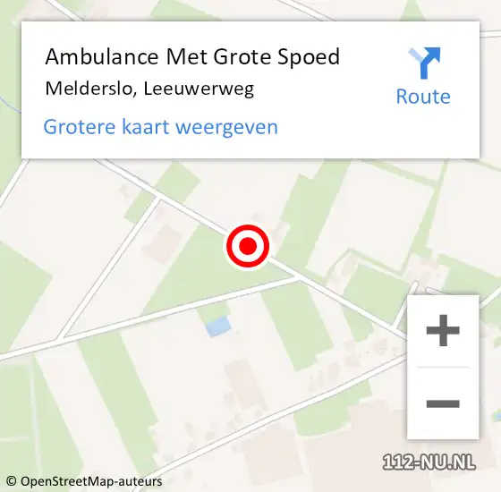 Locatie op kaart van de 112 melding: Ambulance Met Grote Spoed Naar Melderslo, Leeuwerweg op 10 februari 2019 22:18