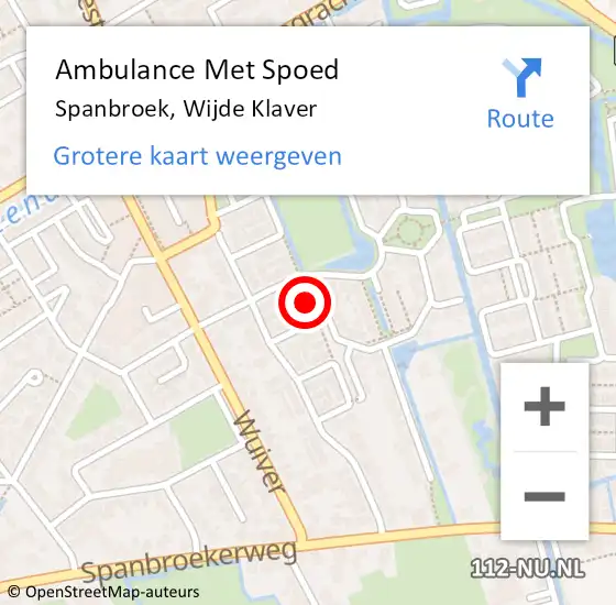 Locatie op kaart van de 112 melding: Ambulance Met Spoed Naar Spanbroek, Wijde Klaver op 11 februari 2019 01:31