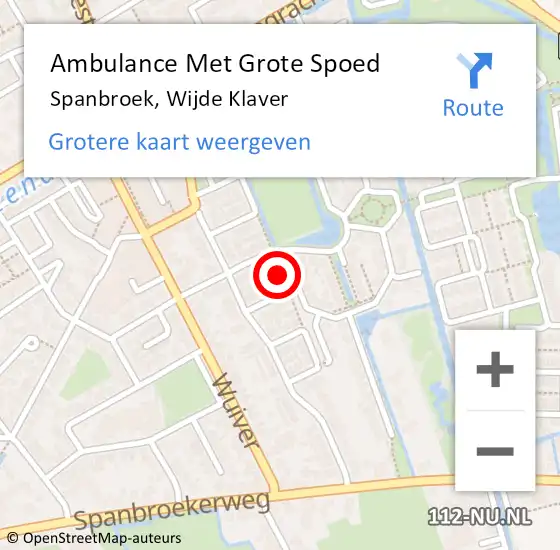 Locatie op kaart van de 112 melding: Ambulance Met Grote Spoed Naar Spanbroek, Wijde Klaver op 11 februari 2019 01:33