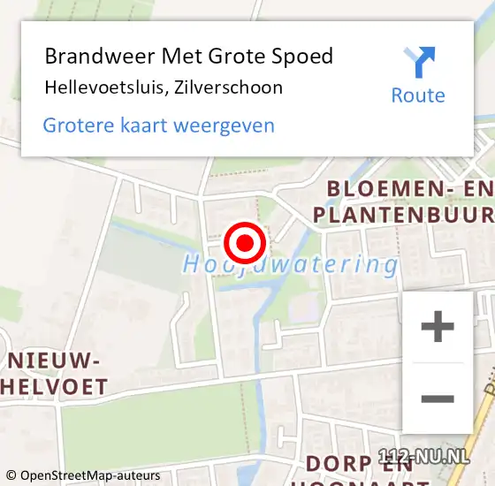 Locatie op kaart van de 112 melding: Brandweer Met Grote Spoed Naar Hellevoetsluis, Zilverschoon op 11 februari 2019 02:18