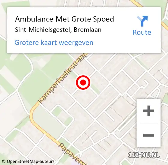 Locatie op kaart van de 112 melding: Ambulance Met Grote Spoed Naar Sint-Michielsgestel, Bremlaan op 11 februari 2019 06:13