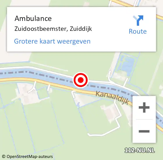 Locatie op kaart van de 112 melding: Ambulance Zuidoostbeemster, Zuiddijk op 11 februari 2019 07:17