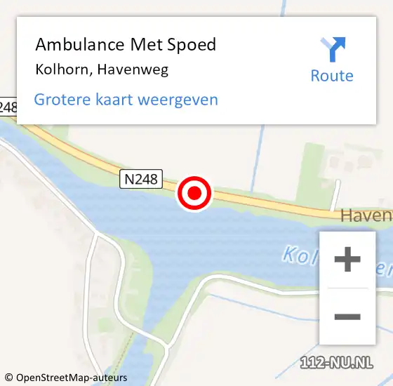 Locatie op kaart van de 112 melding: Ambulance Met Spoed Naar Kolhorn, Havenweg op 11 februari 2019 07:45