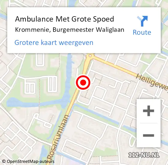 Locatie op kaart van de 112 melding: Ambulance Met Grote Spoed Naar Krommenie, Burgemeester Waliglaan op 11 februari 2019 07:46