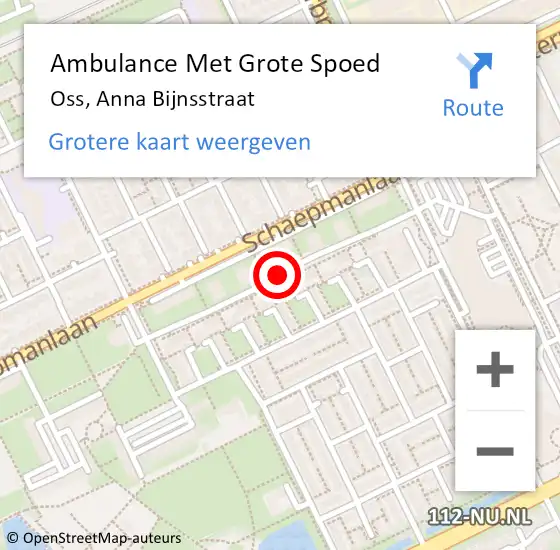 Locatie op kaart van de 112 melding: Ambulance Met Grote Spoed Naar Oss, Anna Bijnsstraat op 11 februari 2019 07:48