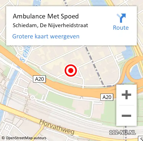 Locatie op kaart van de 112 melding: Ambulance Met Spoed Naar Schiedam, De Nijverheidstraat op 11 februari 2019 07:51